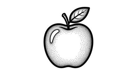 Detailed stippled apple illustration with a minimalist aesthetic suitable for designs