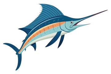 Illustrated Sailfish with Vibrant Colors and Streamlined Design