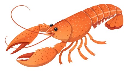  Vibrant Orange Lobster Illustration on White Background