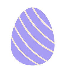 Purple Easter Egg with Yellow Diagonal Stripes Transparent Background Minimalist Design