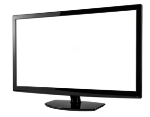 Realistic TV screen PNG. Modern stylish LED LCD panel. Large computer monitor display mockup. Blank TV template