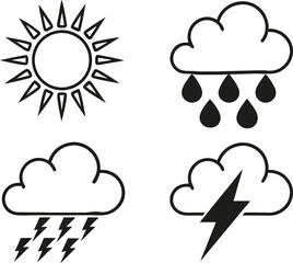 Weather icons sun rain clouds lightning
