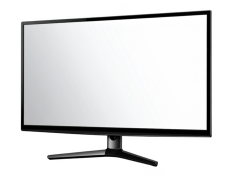 Realistic TV screen PNG. Modern stylish LED LCD panel. Large computer monitor display mockup. Blank TV template