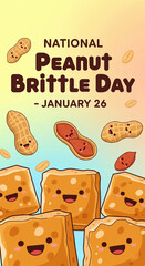 Cute Cartoon Peanut Brittle Day Greeting with Happy Peanuts national peanut brittle day