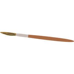 Simple Illustration of an Artist Paintbrush with Brown Handle and Dark Bristles on a Transparent Background
