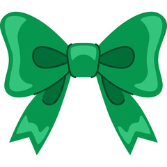 Shiny Emerald Green Satin Bow on a Transparent Background Ideal for Holiday Gift Wrapping and Festive Decorations