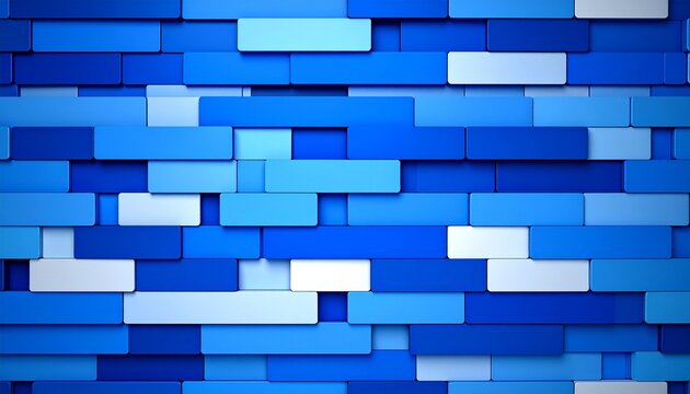 Staggered blue block pattern with gradient tones.