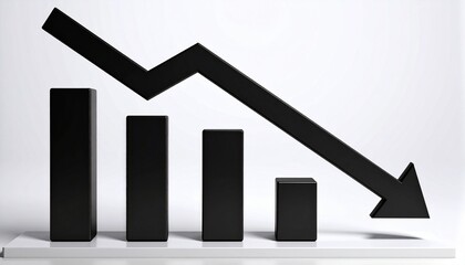 Declining bar chart with downward arrow showing negative trend.