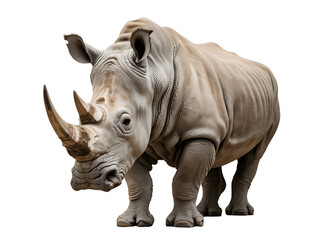 Obraz premium Rhino isolated on transparent background, standing tall