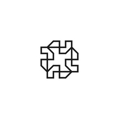abstract geometric logo, monogram puzzle design