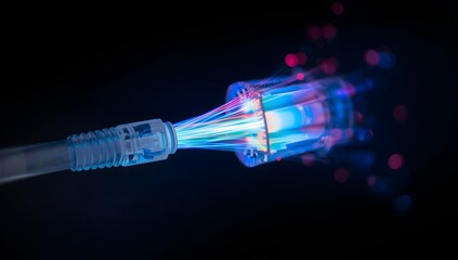 Experience blazing fast speeds with a vibrant fiber optic connection, perfect for modern networks and seamless digital communication solutions
