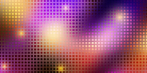 Mirror paillette texture in a disco ball sparkling pattern. Night club bg featuring a mosaic of carnavals in purple and gold. A sophisticated background for a party. Vintage-style abstract wallpaper.