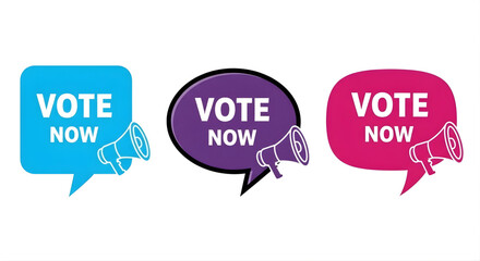 Vote now megaphone speech bubbles