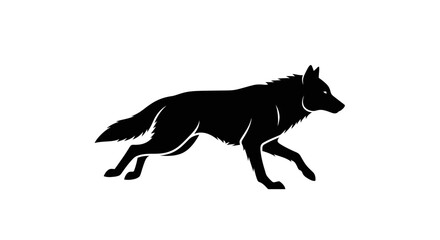 Running wolf silhouette with transparent background