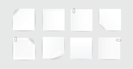 Set white sticky note paper clip