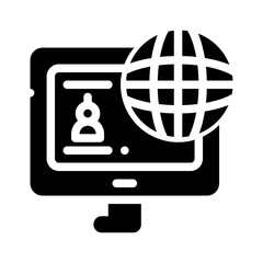 icon virtual meeting with style glyph