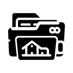 icon document folder home with style glyph