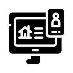 icon remote working with style glyph