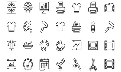 Fototapeta premium Creative Tools and Office Supplies Icons for Design and Business