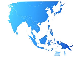 Obraz premium Simplified gradient map of Asia, showing political boundaries