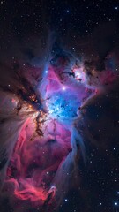 A stunning cosmic nebula showcasing vibrant colors and intricate patterns in deep space