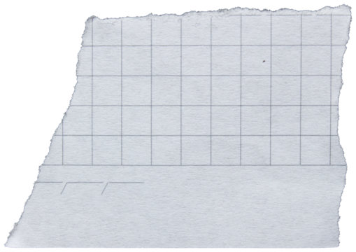 Torn graph paper piece on a transparent background. Png paper.