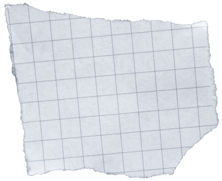 Torn graph paper piece on a transparent background. Png paper.