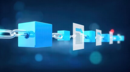 Obraz premium Abstract illustration of blockchain driven governance, enriched by community collaboration, document exchange, compliance management, and connected infrastructure