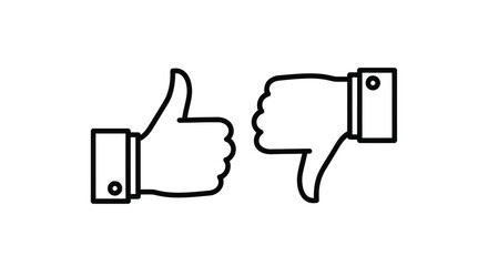 Two hands displaying opposite gestures thumbs up and thumbs down