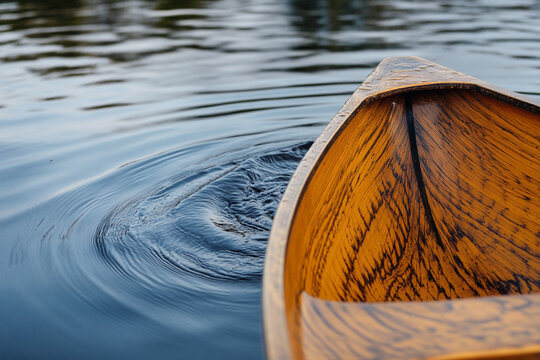 canoe oar dipping into the water, causing cascading ripples