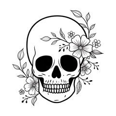 Minimalist Skull with Flowers | Trendy Streetwear Graphic Design