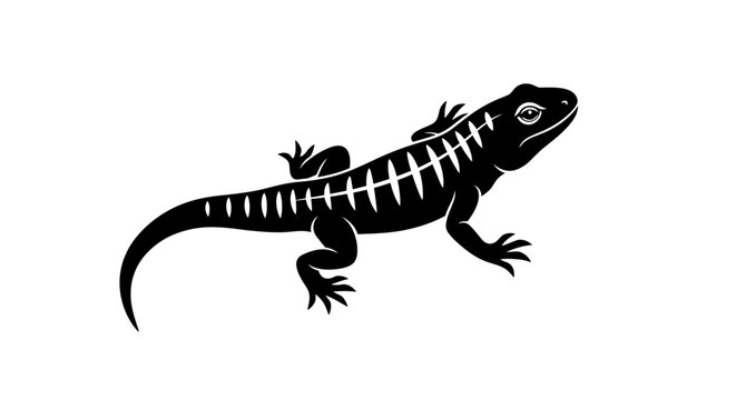 Black lizard silhouette with transparent background