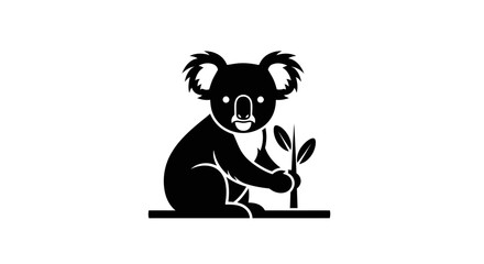 Koala eating eucalyptus leaves with transparent background © ahmad