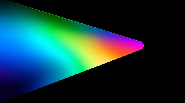 Abstract triangular prism with rainbow light gradient
