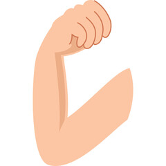 Simple Cartoon Style Illustration of a Flexed Bicep Muscle On A Transparent Background Representing Strength And Fitness