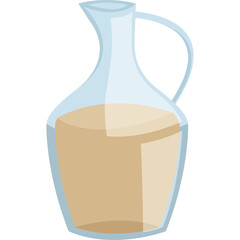Simple Cartoon Glass Pitcher with Light Brown Liquid and Transparent Background Ideal for Kitchen and Cooking Graphics