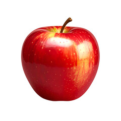 A vibrant, ripe red fruit with a visible stem against a solid black background