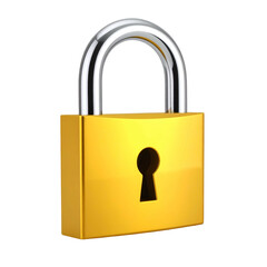 Gleaming golden padlock with silver shackle against a stark black background