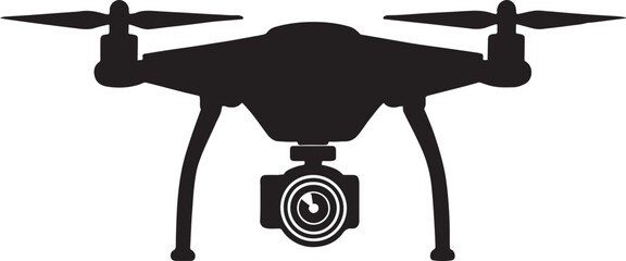 Black line icon of drone or quadcopter with camer vector.eps