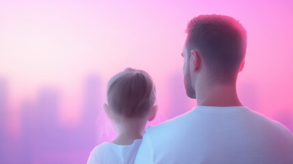 father and his daughter looking at City