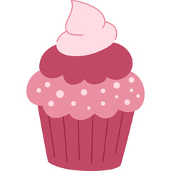 Sweet Pink Cupcake With White Frosting And Pink Sprinkles On A Transparent Background