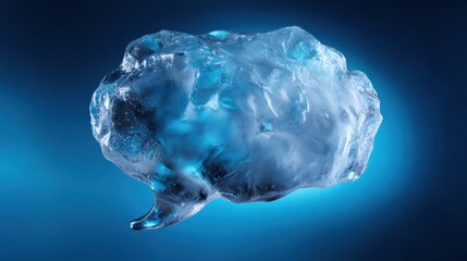 Innovative ice sculpture displaying thought bubble concept modern art exhibition abstract environment close-up view