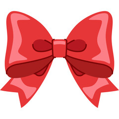 Vibrant Red Bow Isolated on Transparent Background Ideal for Festive Decorations and Gift Wrapping Accents with a Glossy Finish
