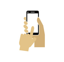 hand holding a mobile phone on white background