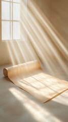 Golden sunlight shines on an old book