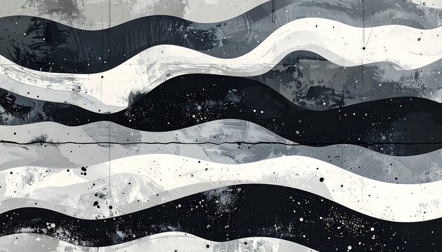 Abstract flowing design with layered wavy shapes in varying shades