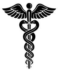 Caduceus Medical Symbol Outline on Background healthcare medicine isolated on a transparent background