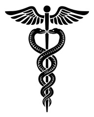 Caduceus Medical Symbol With Intertwined Snakes On graphic isolated on a transparent background