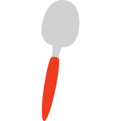 Simple Graphic Drawing Of A Spoon With A Light Gray Bowl And A Bright Orange Handle Isolated On A White Background