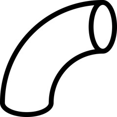 Simple Elbow Pipe Fitting Icon with Black Outline on Transparent Background Representing Plumbing and Construction